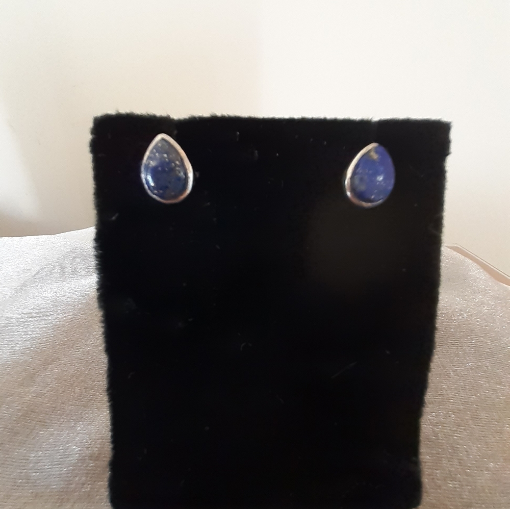 Sterling Silver Lapis Stud Earrings